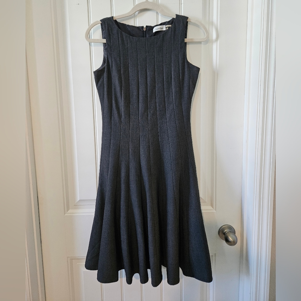 Calvin Klein Dark Gray Sleeveless Midi Dress